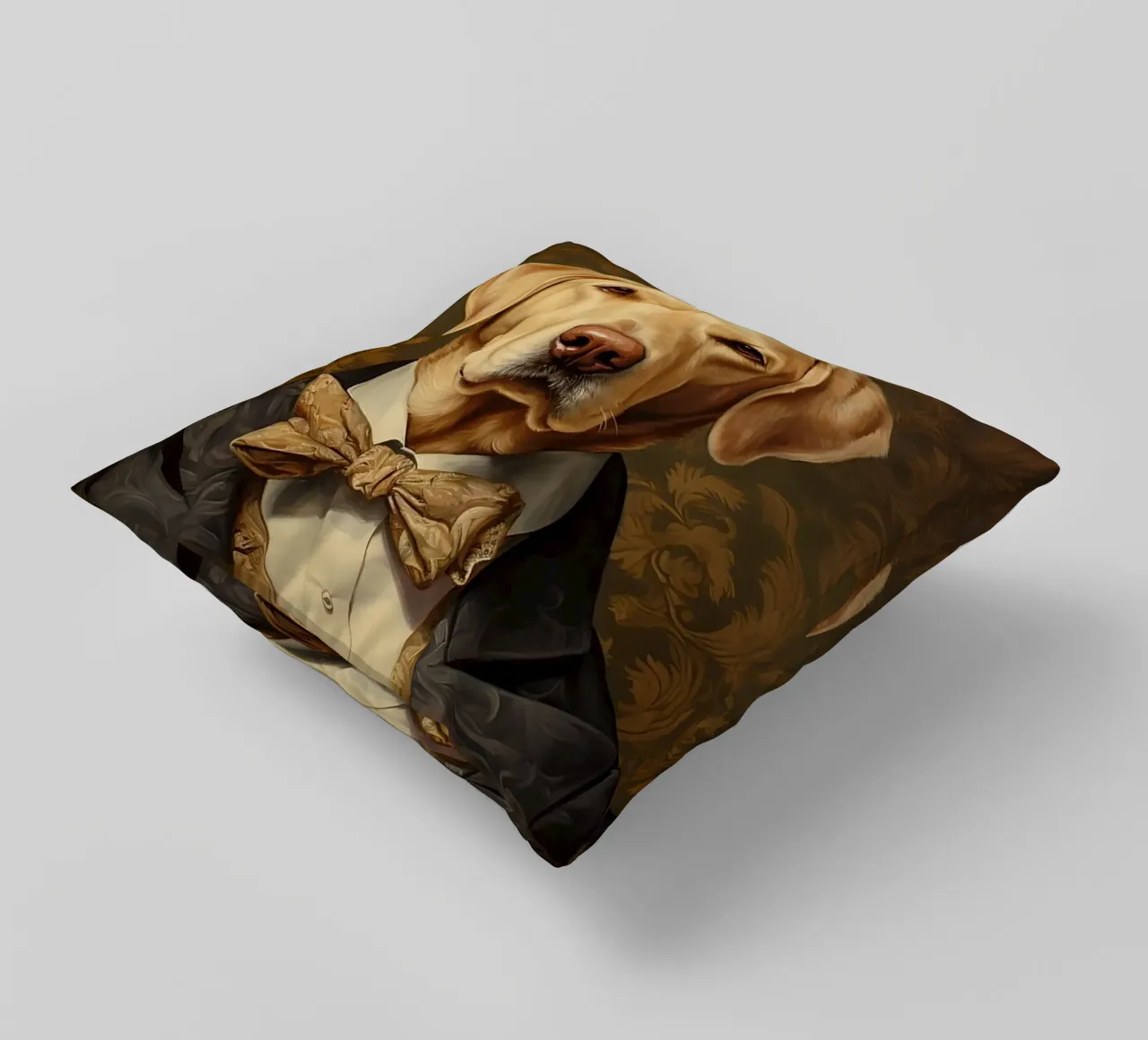 Lab giallo con papillon cuscino da Wumples