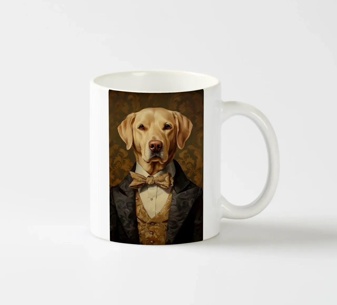 Lab giallo con papillon tazza in ceramica da Wumples