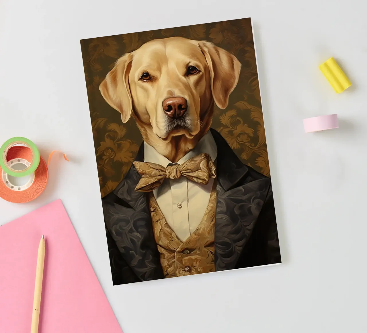 Labo jaune avec nœud papillon carnet de notes de Wumples