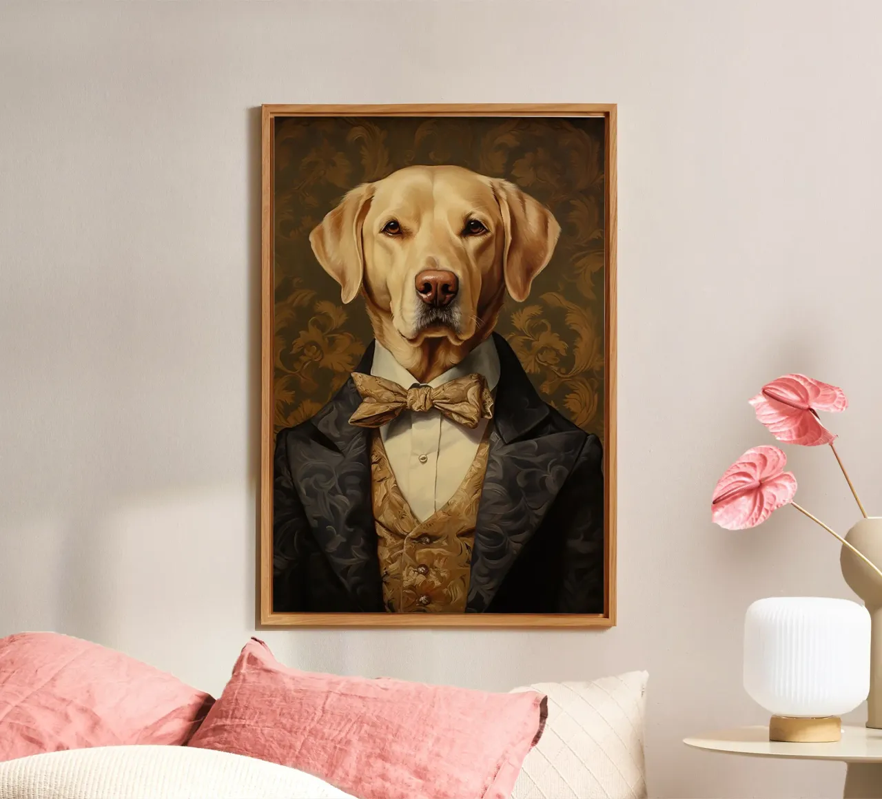 Lab giallo con papillon alluminio dibond da Wumples