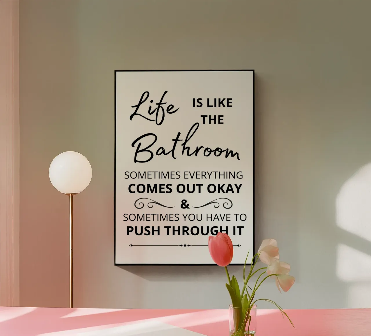 Life is like the bathroom text art plexiglass da vintageshop