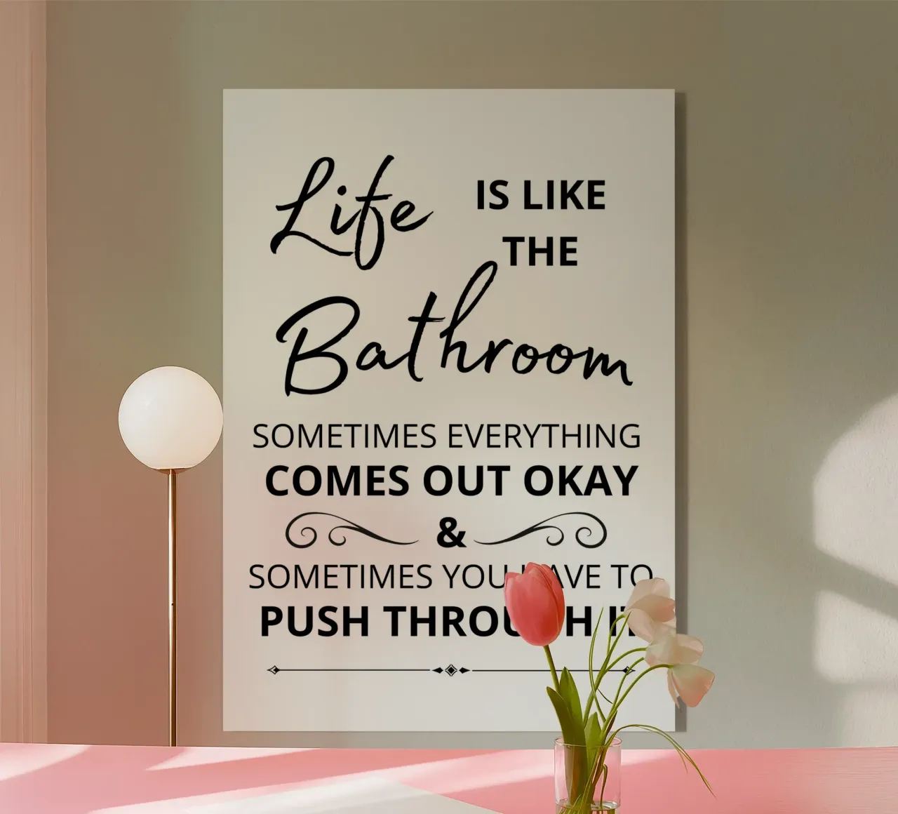 Life is like the bathroom text art plexiglass da vintageshop