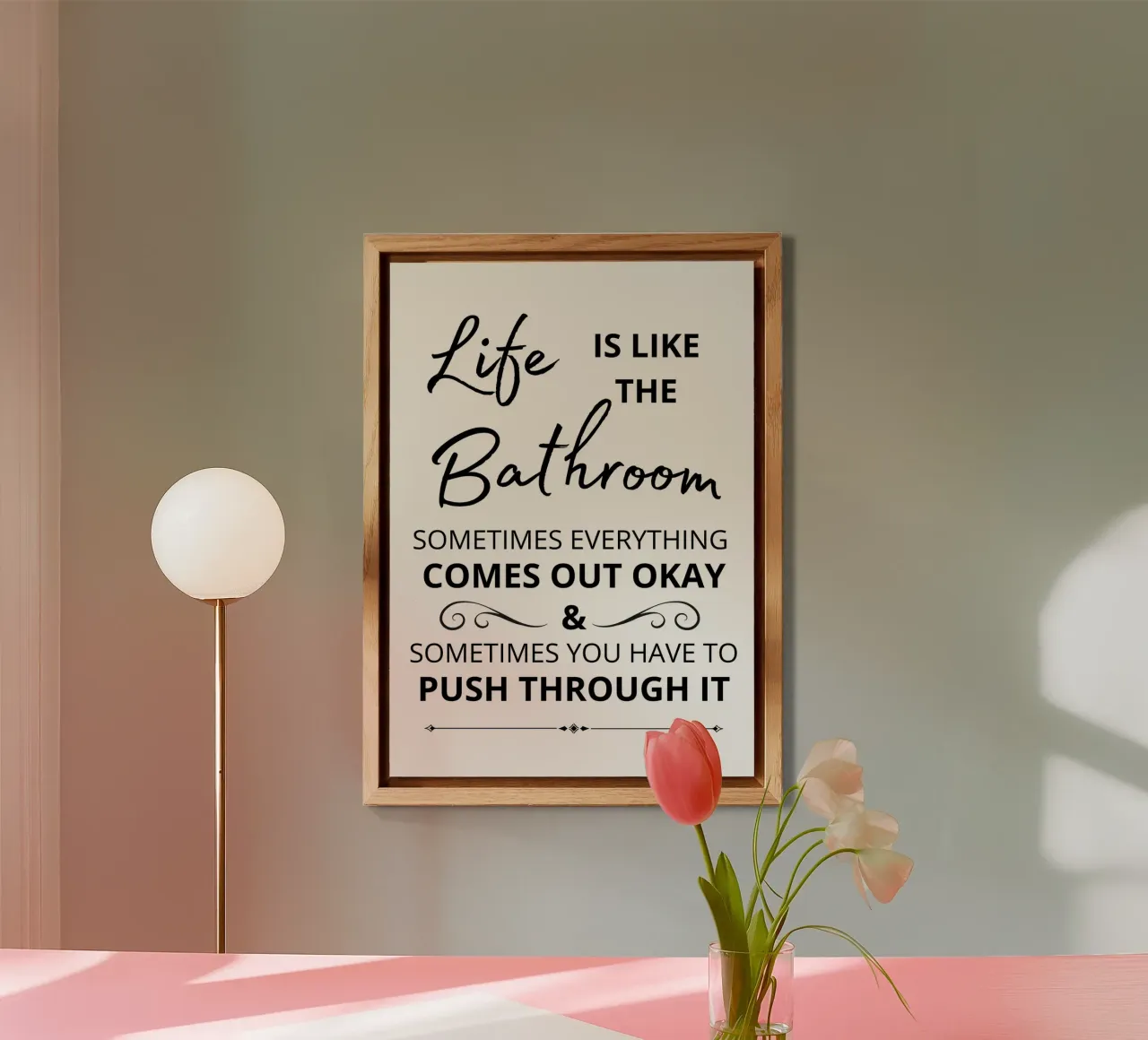 Life is like the bathroom text art alluminio dibond da vintageshop