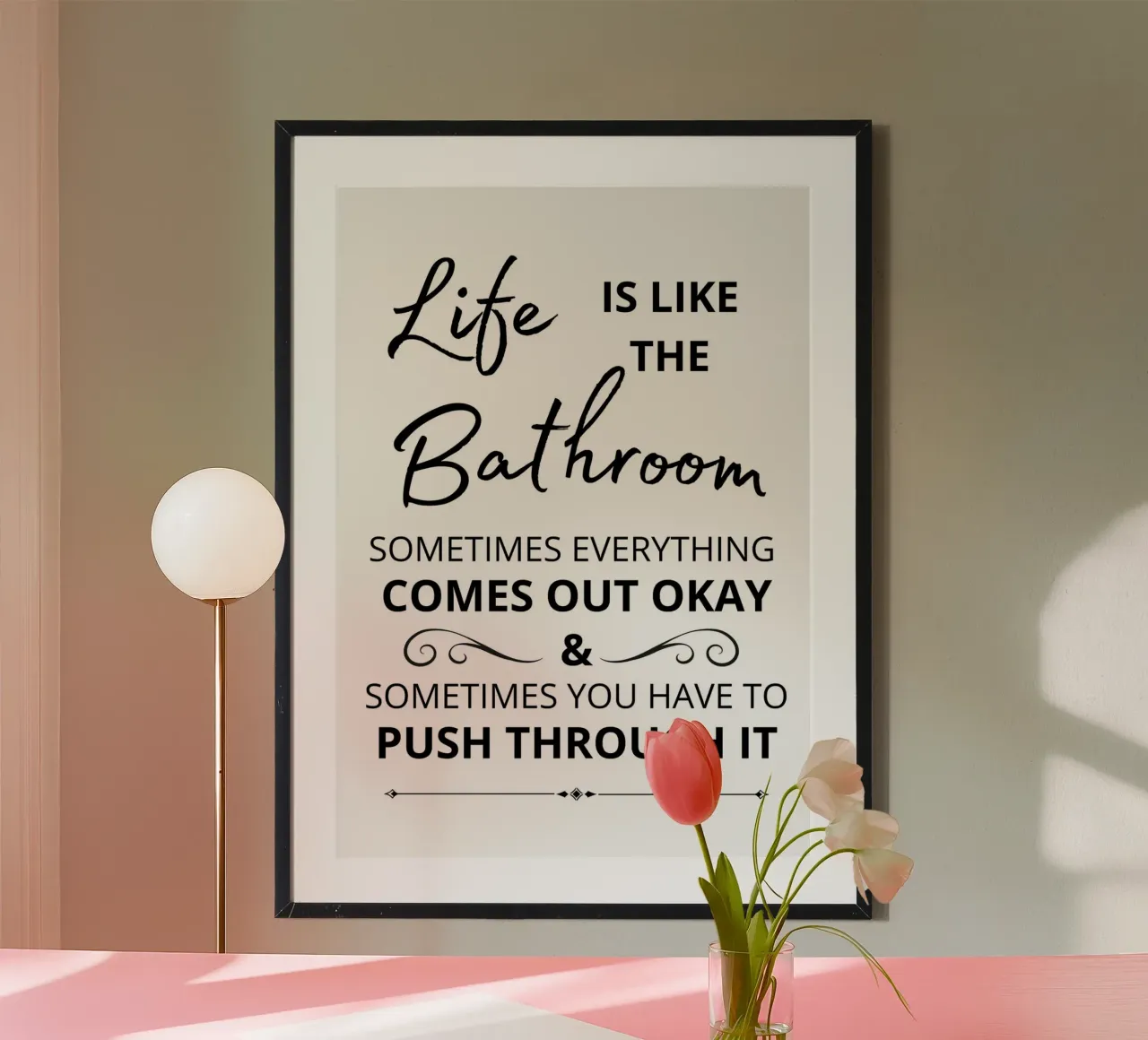 Life is like the bathroom text art poster da vintageshop
