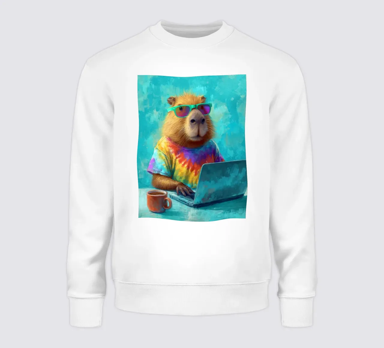 Capibara hippy che lavora su un computer portatile felpa da Wumples