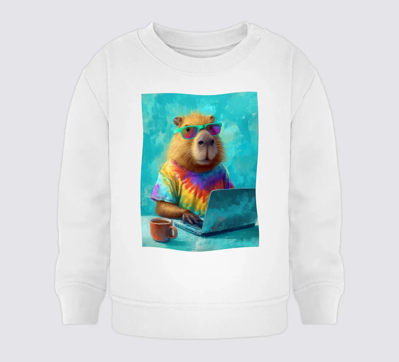 Capibara hippy che lavora su un computer portatile felpa neonato da Wumples