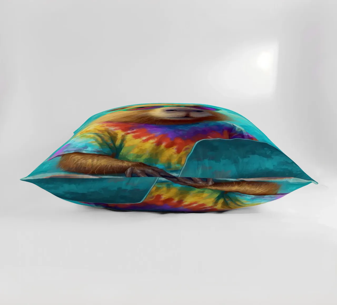 Capibara hippy che lavora su un computer portatile cuscino da Wumples