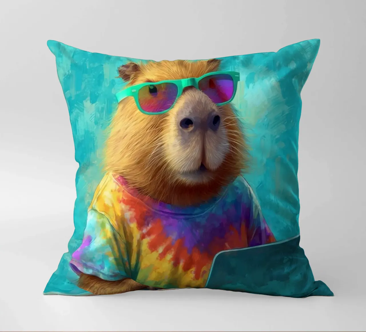 Capibara hippy che lavora su un computer portatile cuscino da Wumples