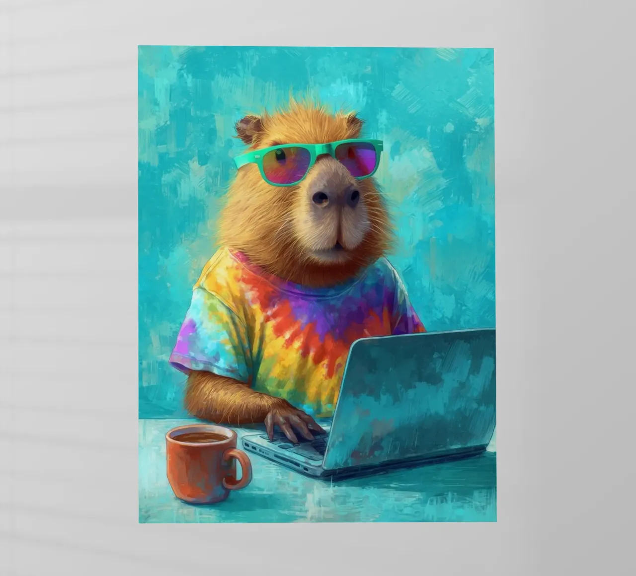 Capibara hippy che lavora su un computer portatile pellicola backlit da Wumples