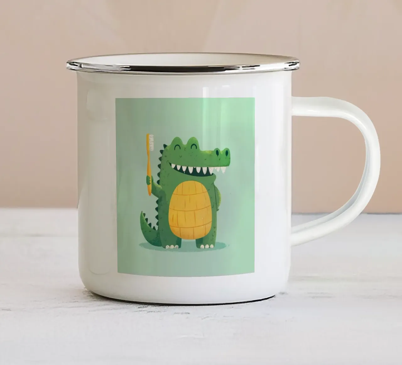 Spazzolare i denti Alligatore tazza in smalto da Wumples