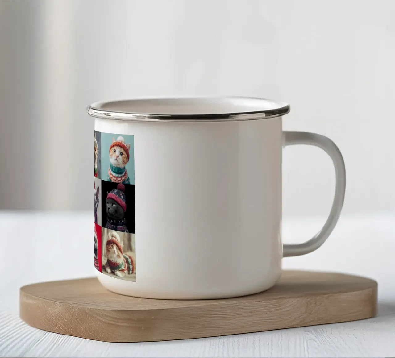 Gatti di Natale orizzontale 1 tazza in smalto da Wumples