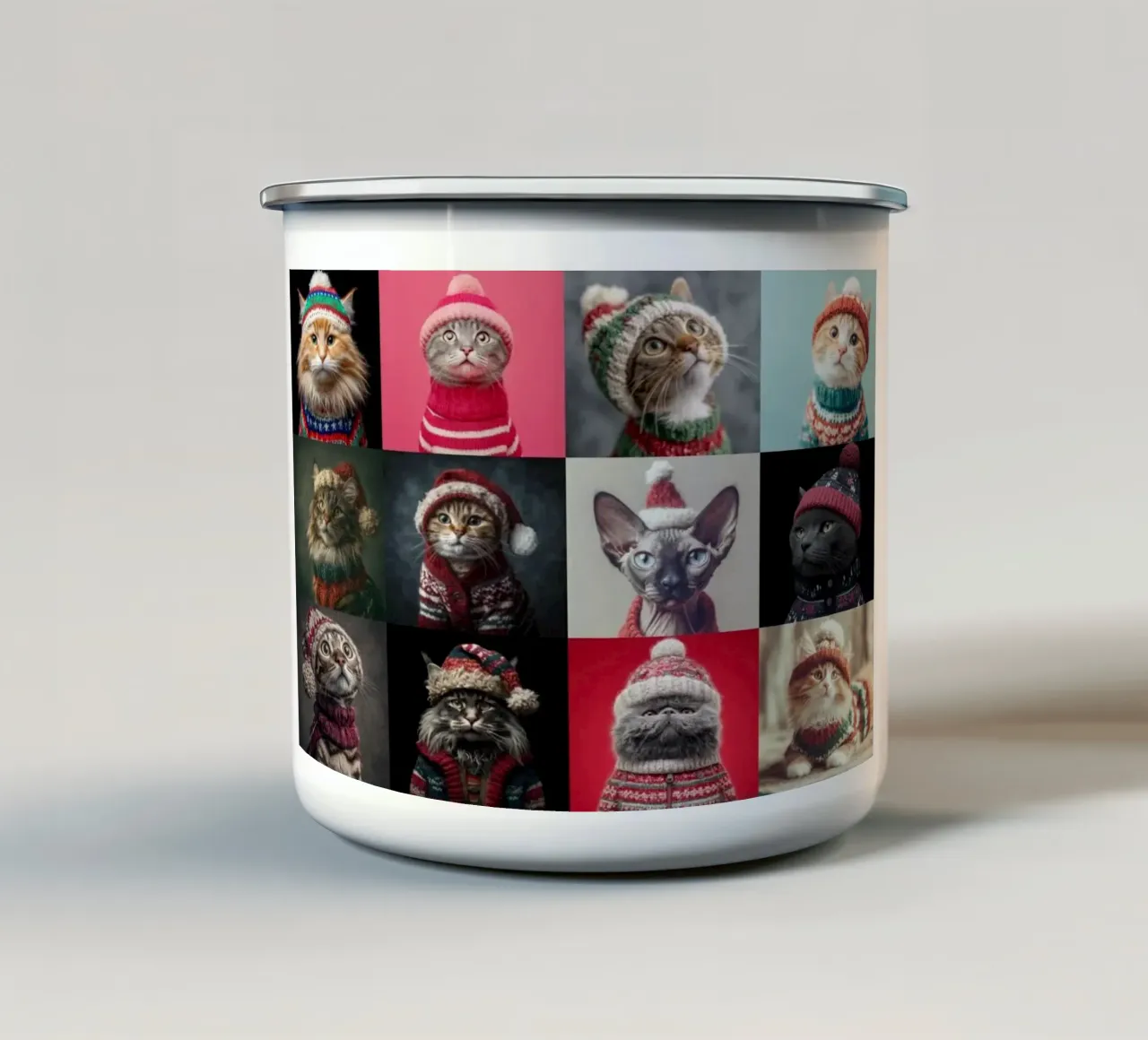 Gatti di Natale orizzontale 1 tazza in smalto da Wumples