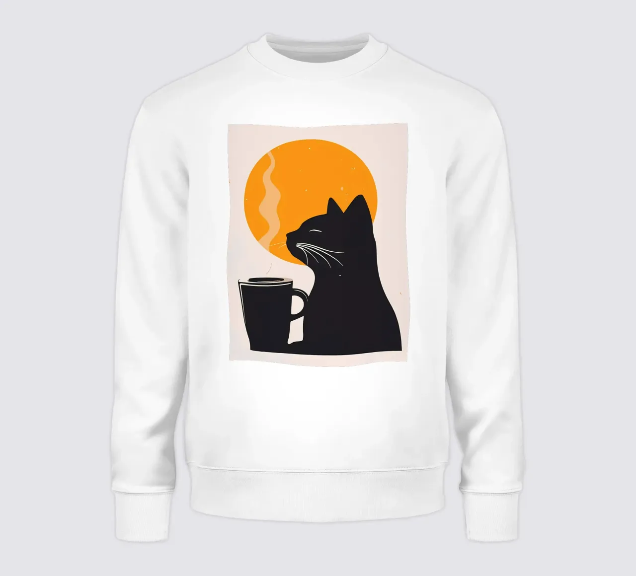 Gatto nero con tazza di caffè felpa da Locquinn Fuller