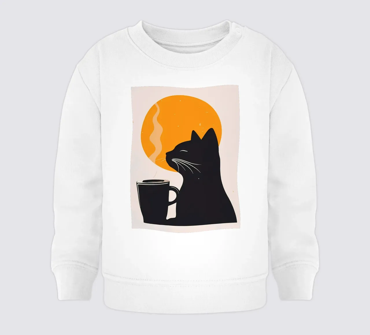 Gatto nero con tazza di caffè felpa neonato da Locquinn Fuller