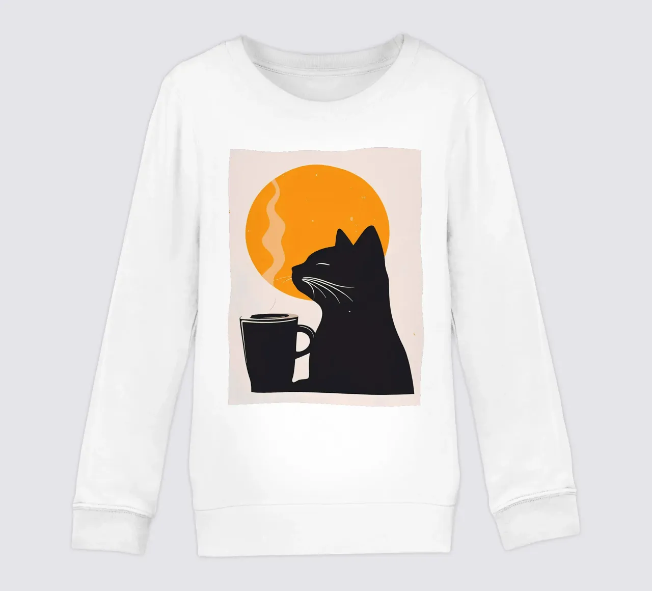 Gatto nero con tazza di caffè felpa bambino da Locquinn Fuller