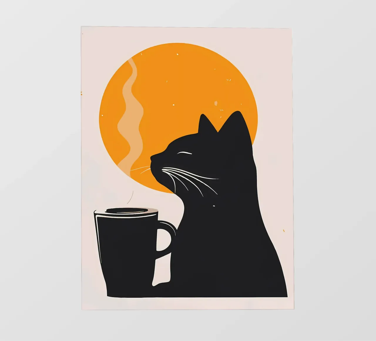 Gatto nero con tazza di caffè telo in pvc da Locquinn Fuller