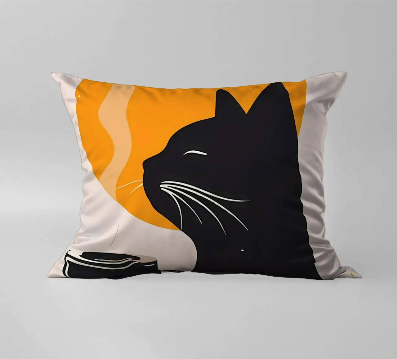 Gatto nero con tazza di caffè cuscino da Locquinn Fuller