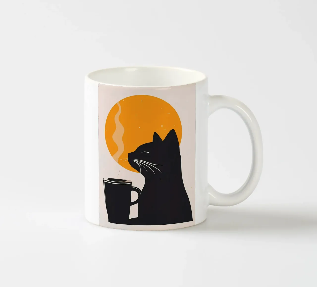 Gatto nero con tazza di caffè tazza in ceramica da Locquinn Fuller