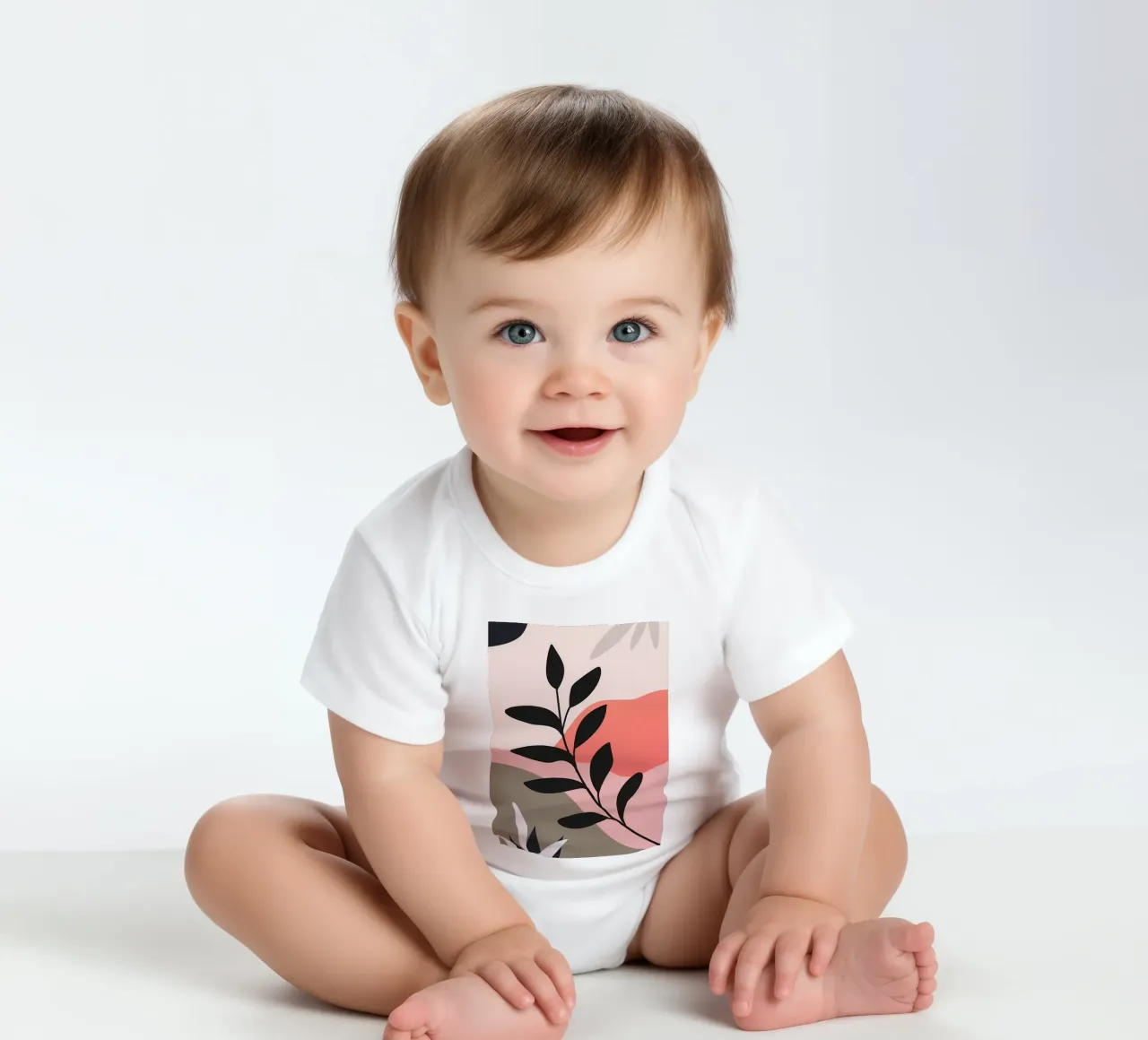 Boho Minimal Bloemsierkunst babyrompertje korte mouwen van Locquinn Fuller