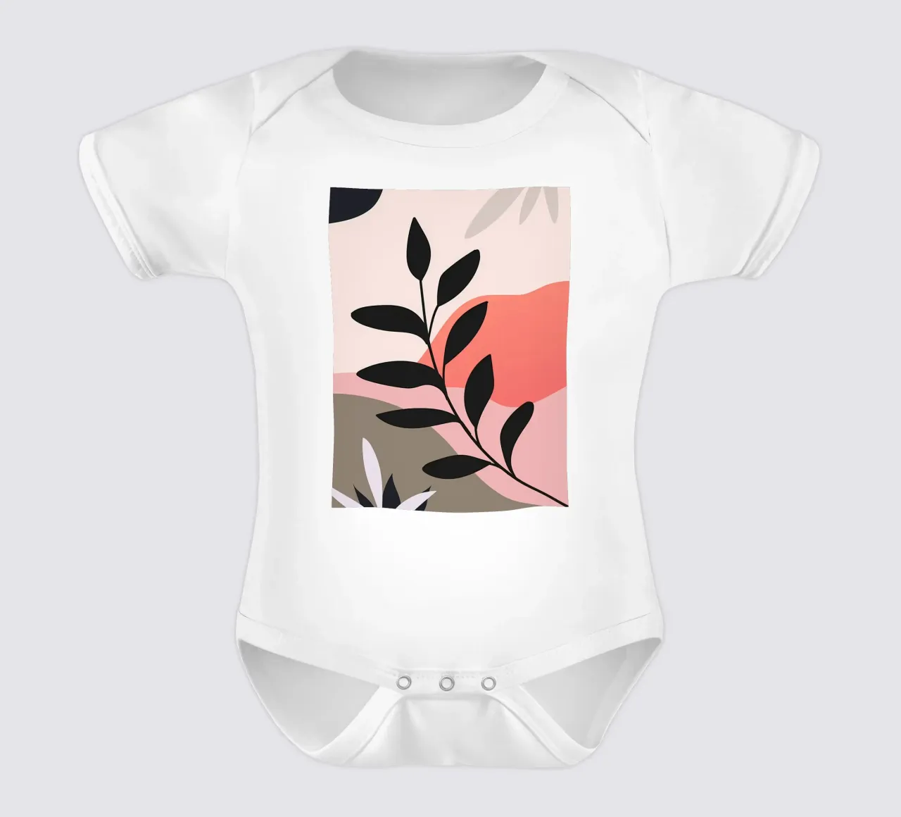 Boho Minimal Bloemsierkunst babyrompertje korte mouwen van Locquinn Fuller
