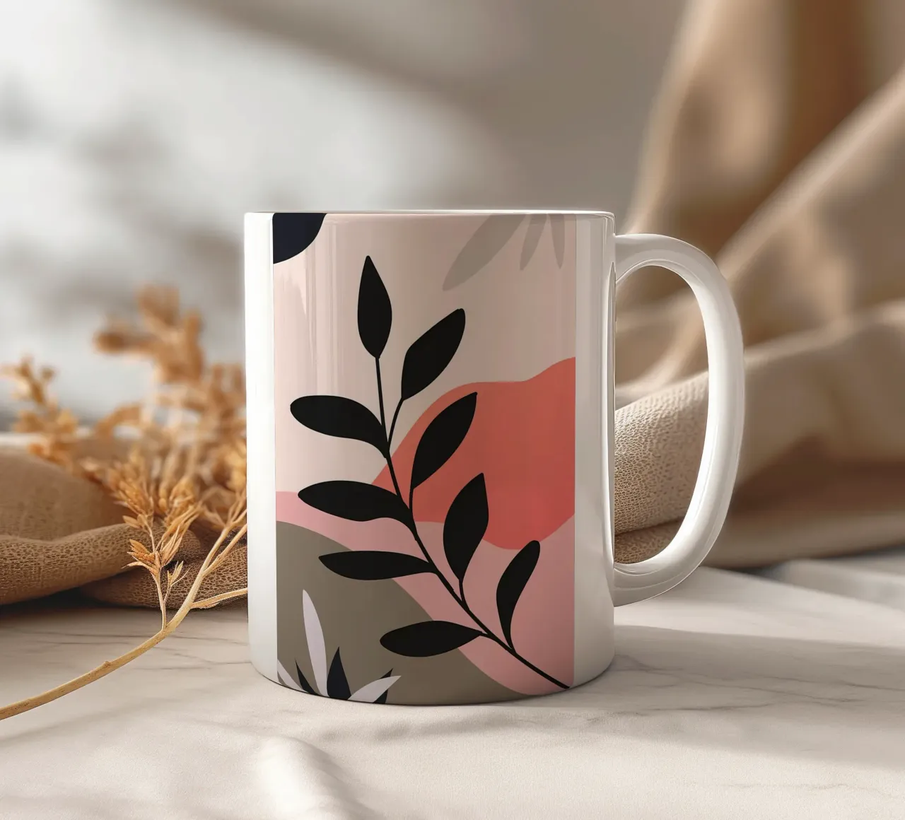 Boho Minimal Bloemsierkunst keramische mok van Locquinn Fuller