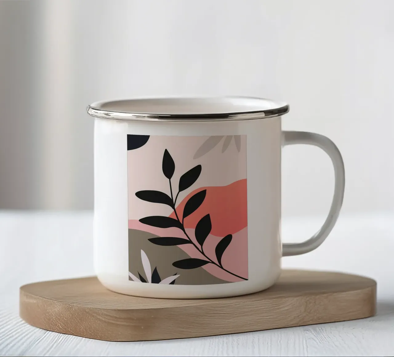 Arte floreale minimalista bohémien tazza in smalto da Locquinn Fuller