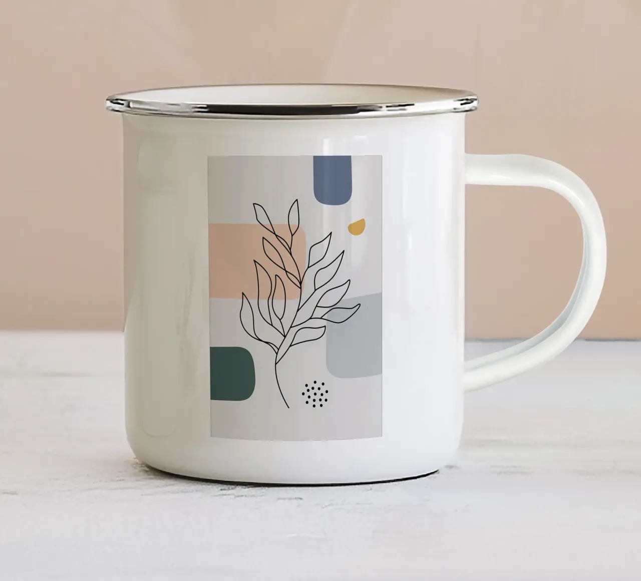 Astratto floreale botanico tazza in smalto da Locquinn Fuller