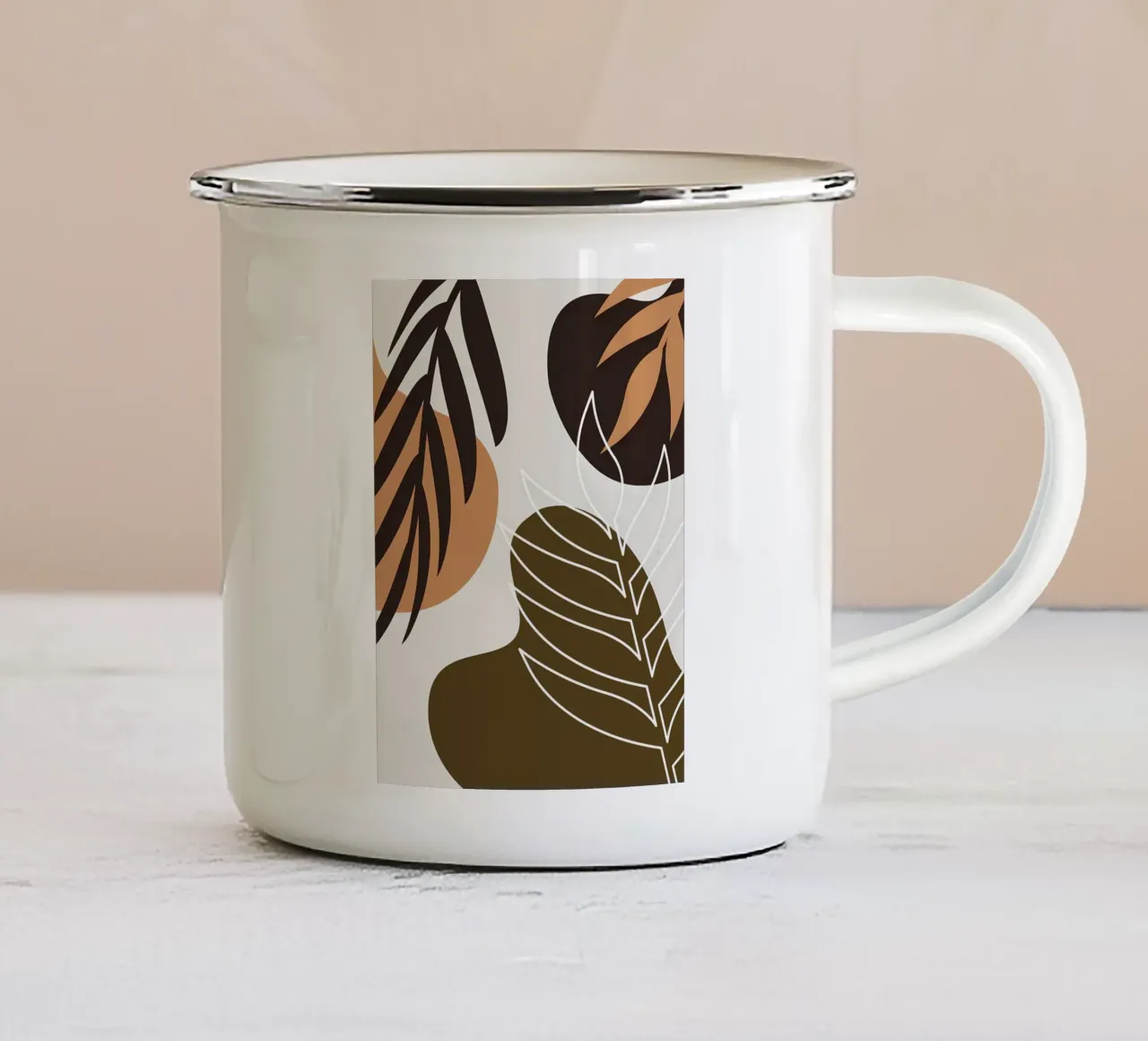 Foglia tropicale botanica tazza in smalto da Locquinn Fuller