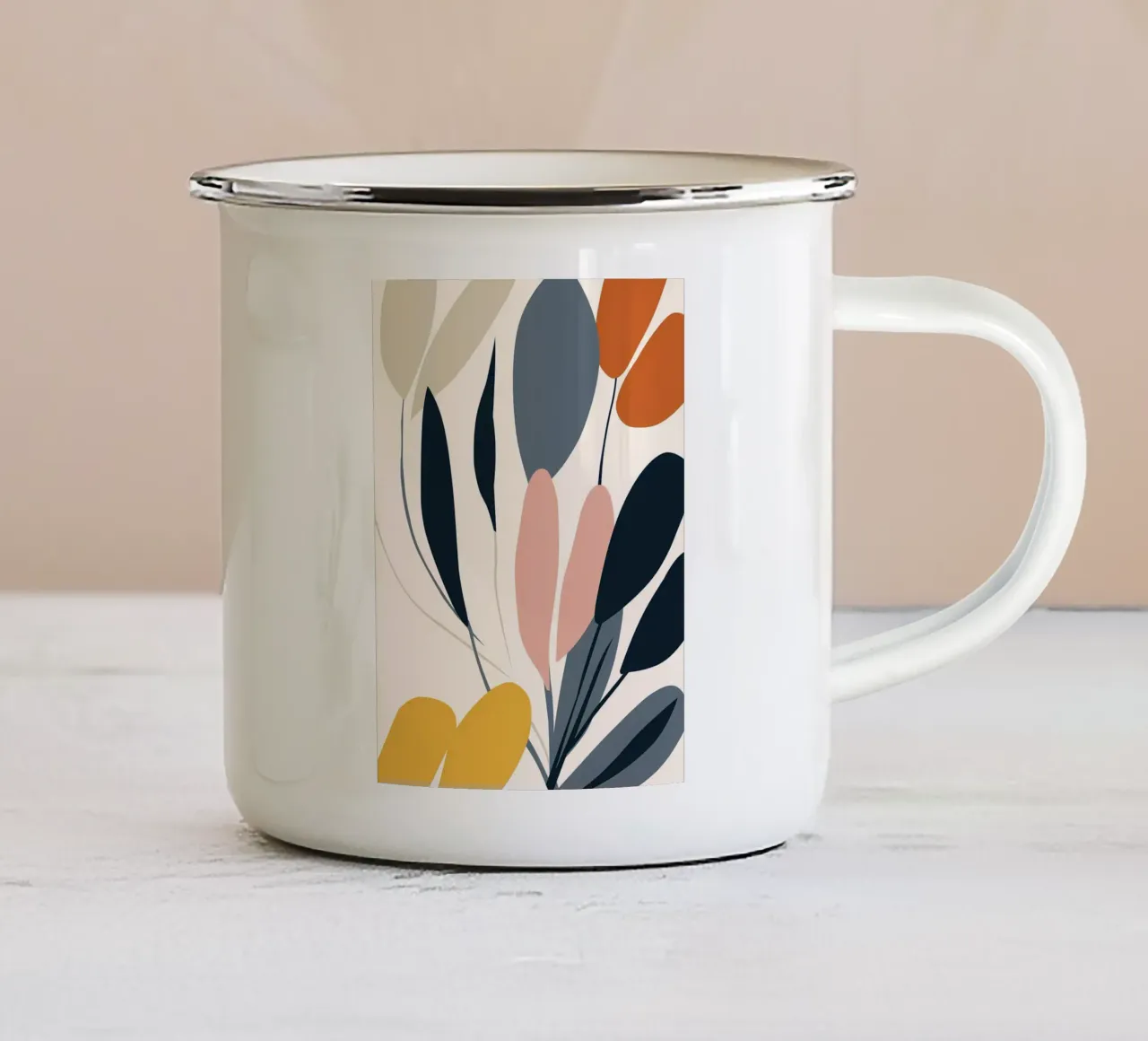 Arte floreale a linea continua tazza in smalto da Locquinn Fuller