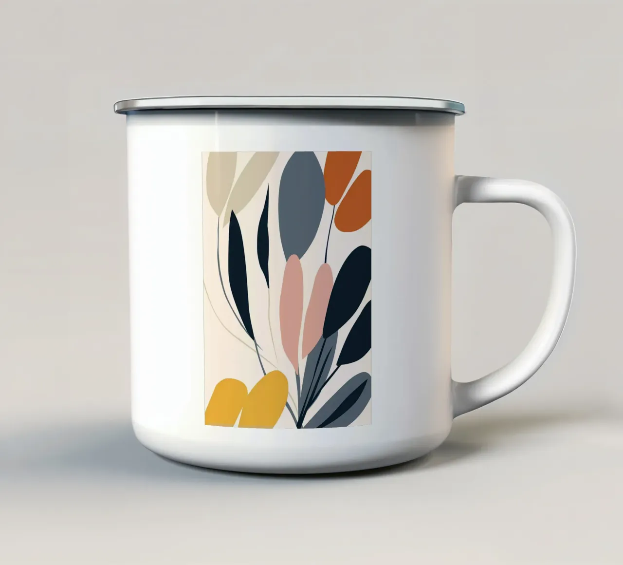 Arte floreale a linea continua tazza in smalto da Locquinn Fuller
