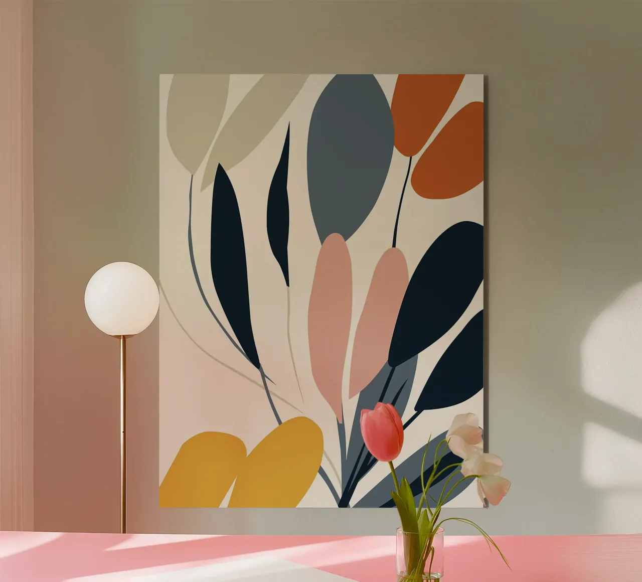 Arte floreale a linea continua alluminio dibond da Locquinn Fuller