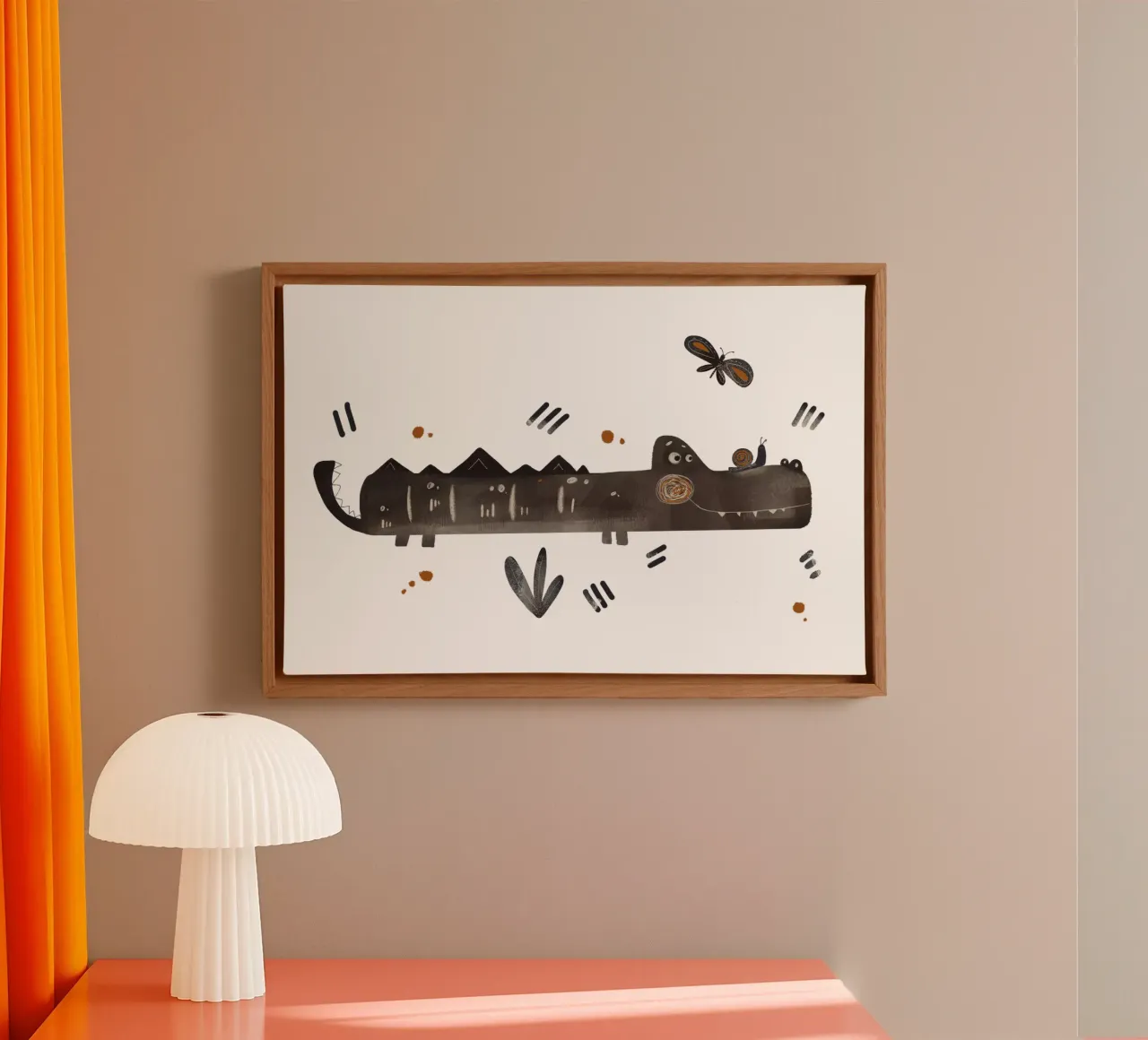 Nelli Suneli - Coccodrillo tela con Cornice a cassetta da The Artcircle
