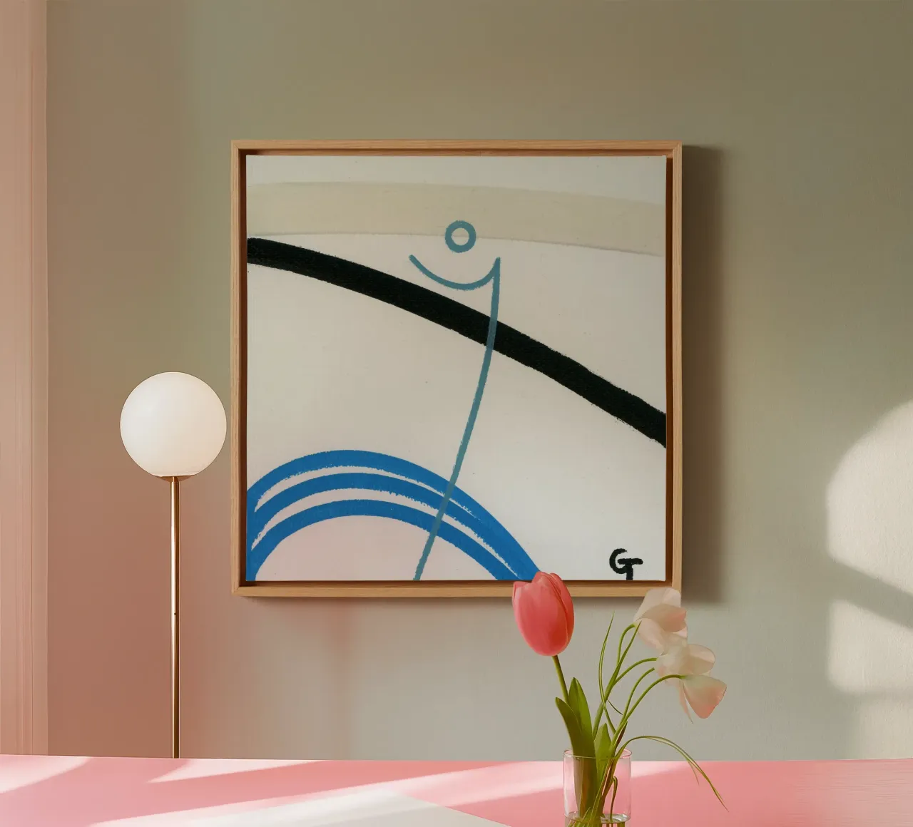 Minimalist fish 1 tela con Cornice a cassetta da gtobonart