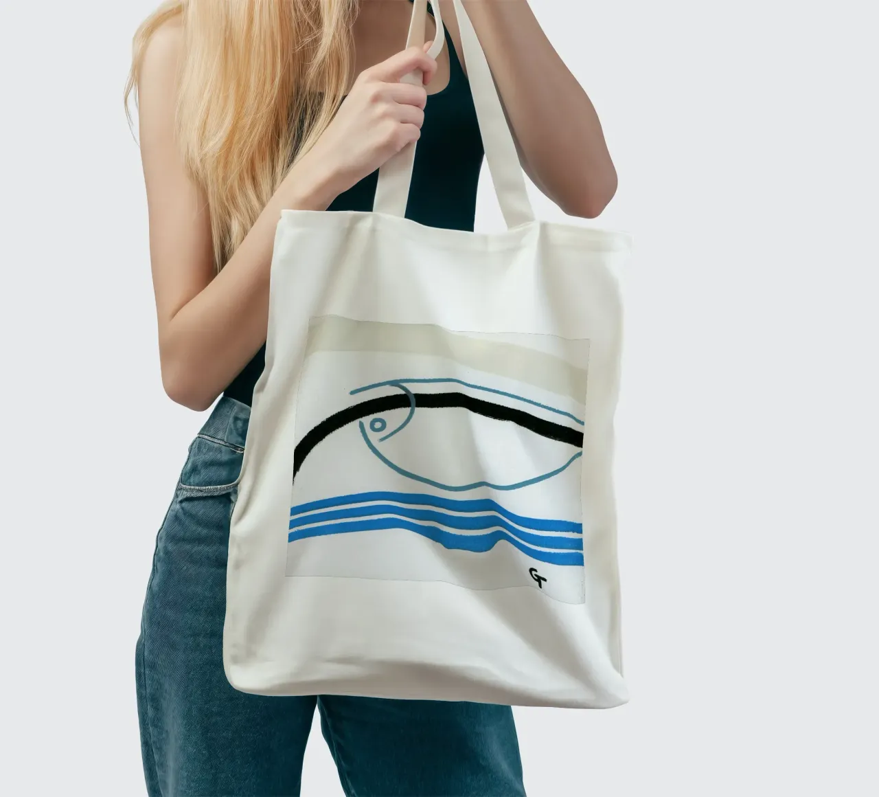 Pesce minimalista 2 borsa in juta da gtobonart