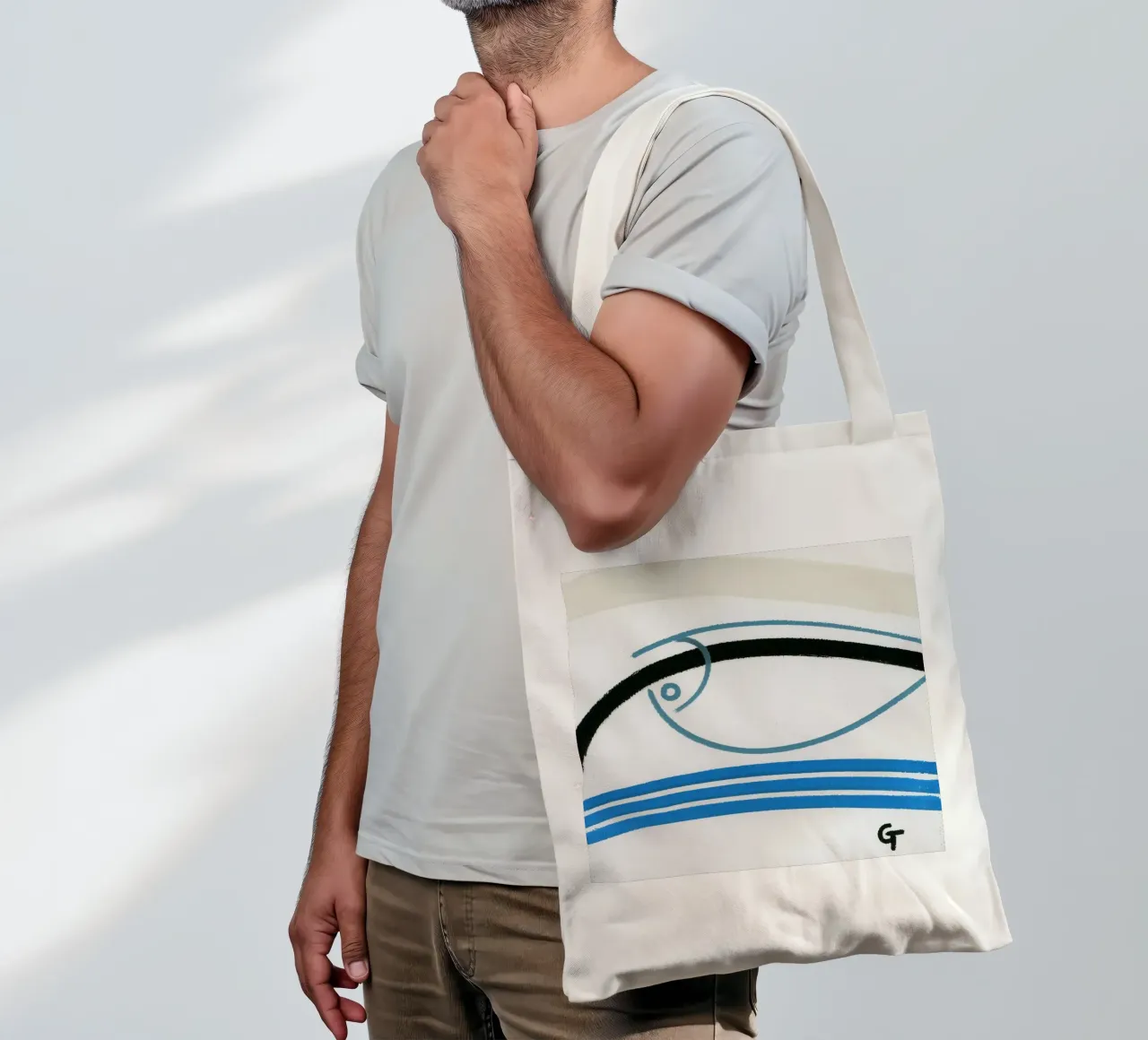 Pesce minimalista 2 borsa in juta da gtobonart