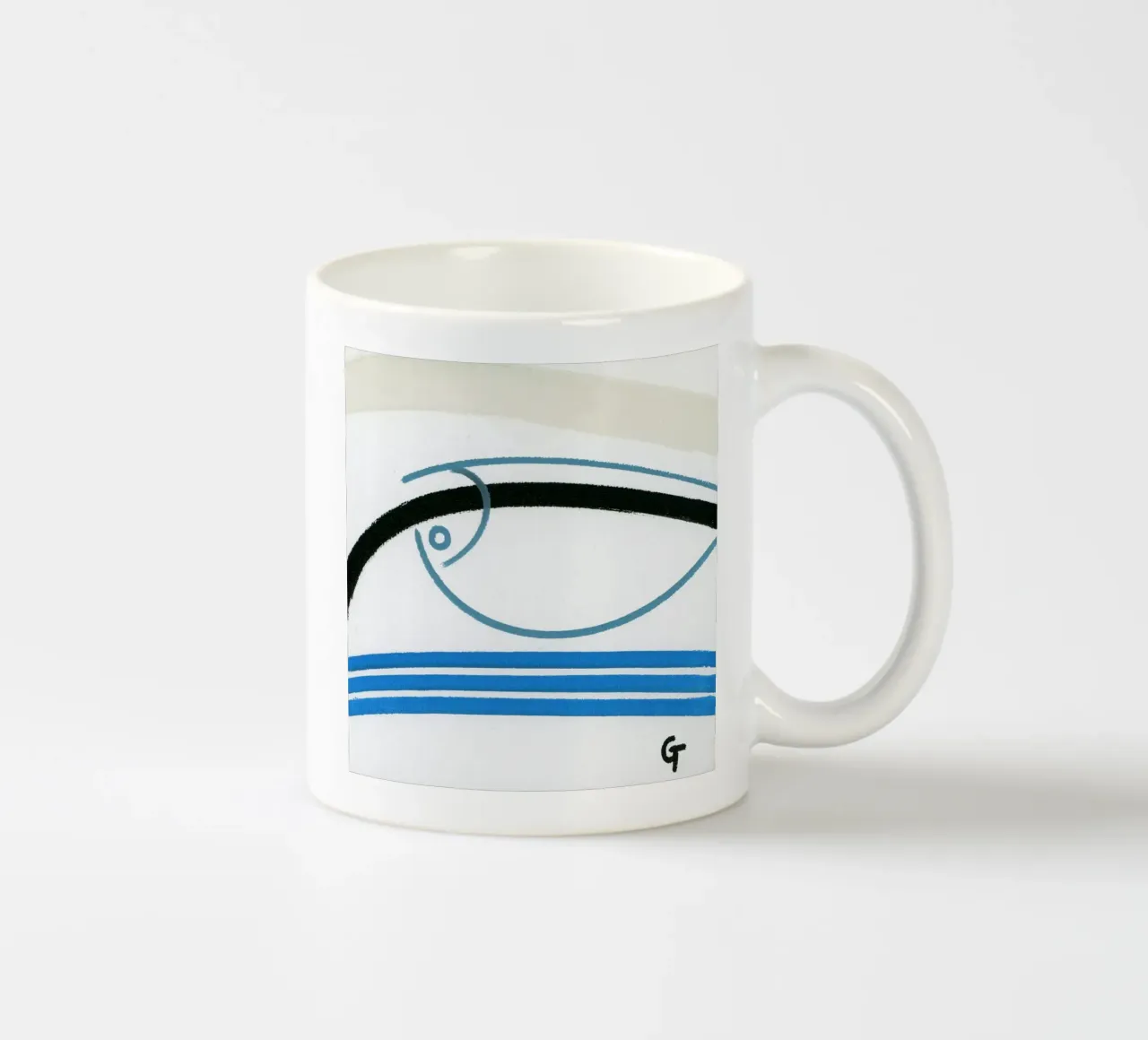 Pesce minimalista 2 tazza in ceramica da gtobonart