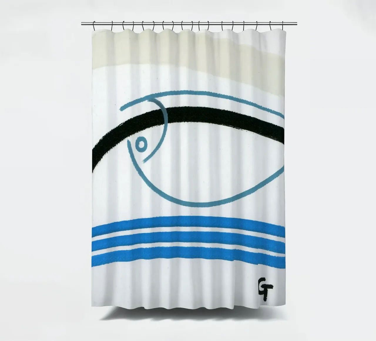 Minimalist fish 2 shower curtain by gtobonart