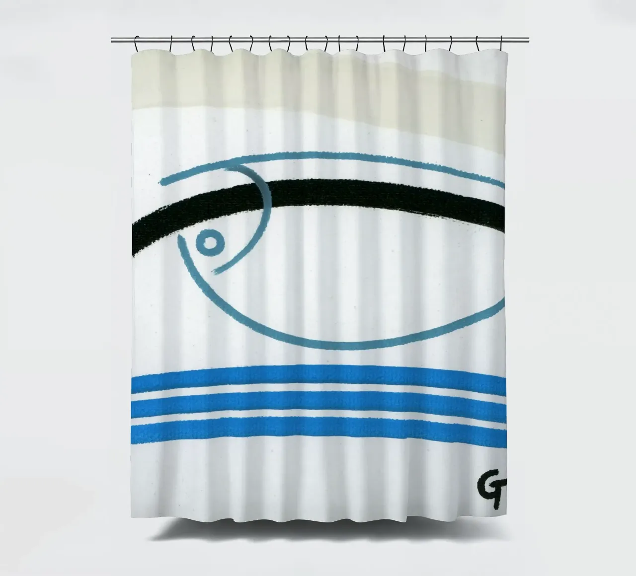 Minimalist fish 2 shower curtain by gtobonart