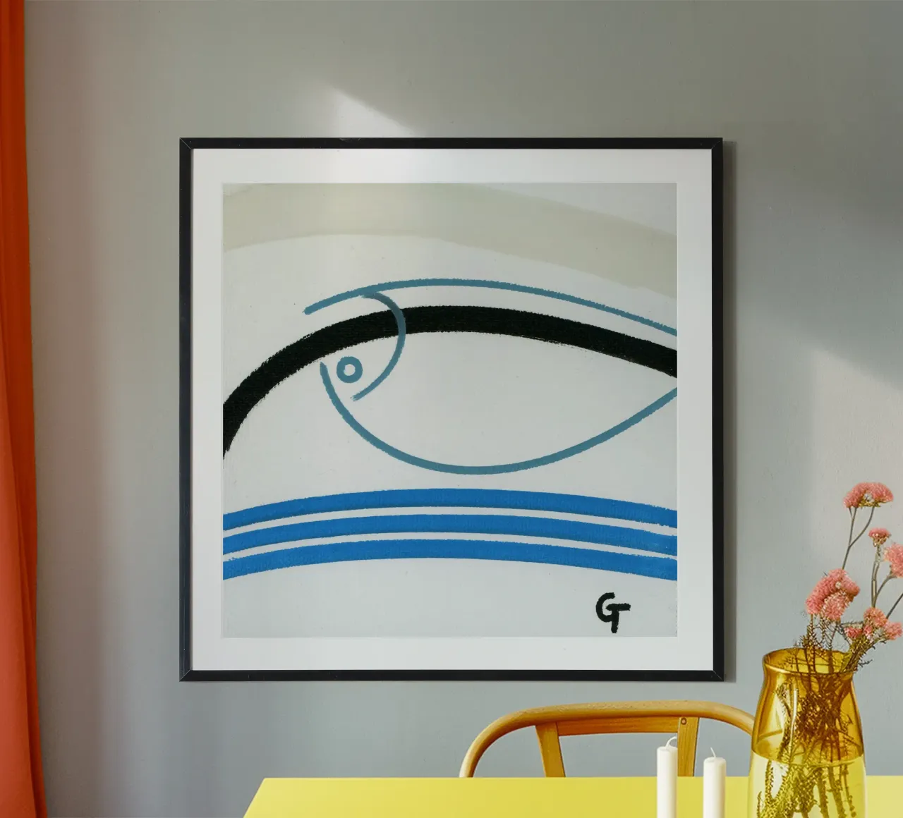 Pesce minimalista 2 carta hahnemühle da gtobonart