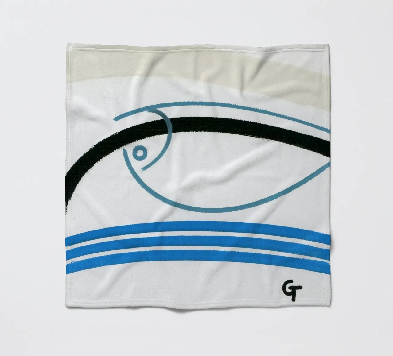 Pesce minimalista 2 coperta in pile da gtobonart