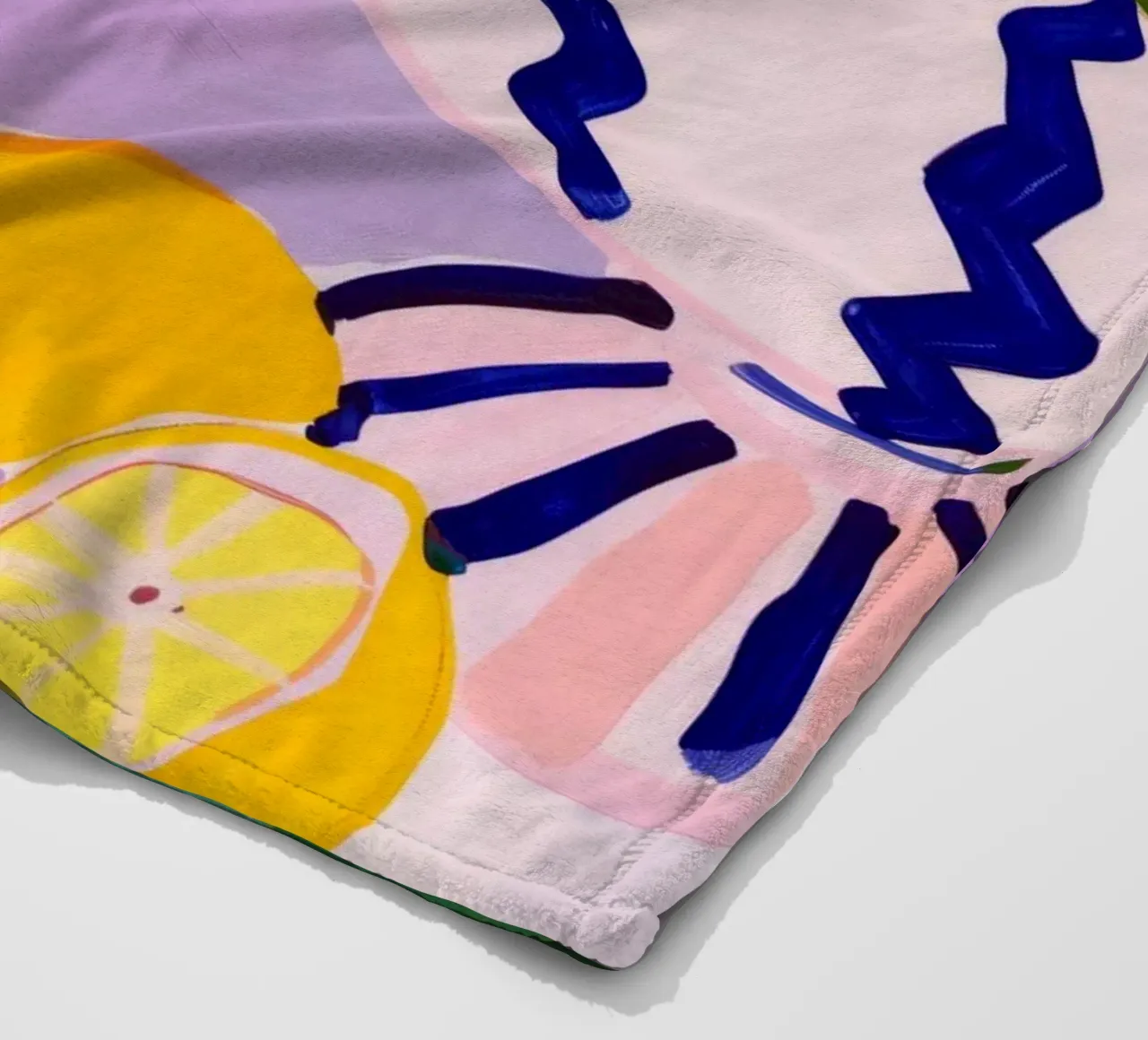 Boho Poster Club 5 Lemons fleece blanket by Boho Print Collection