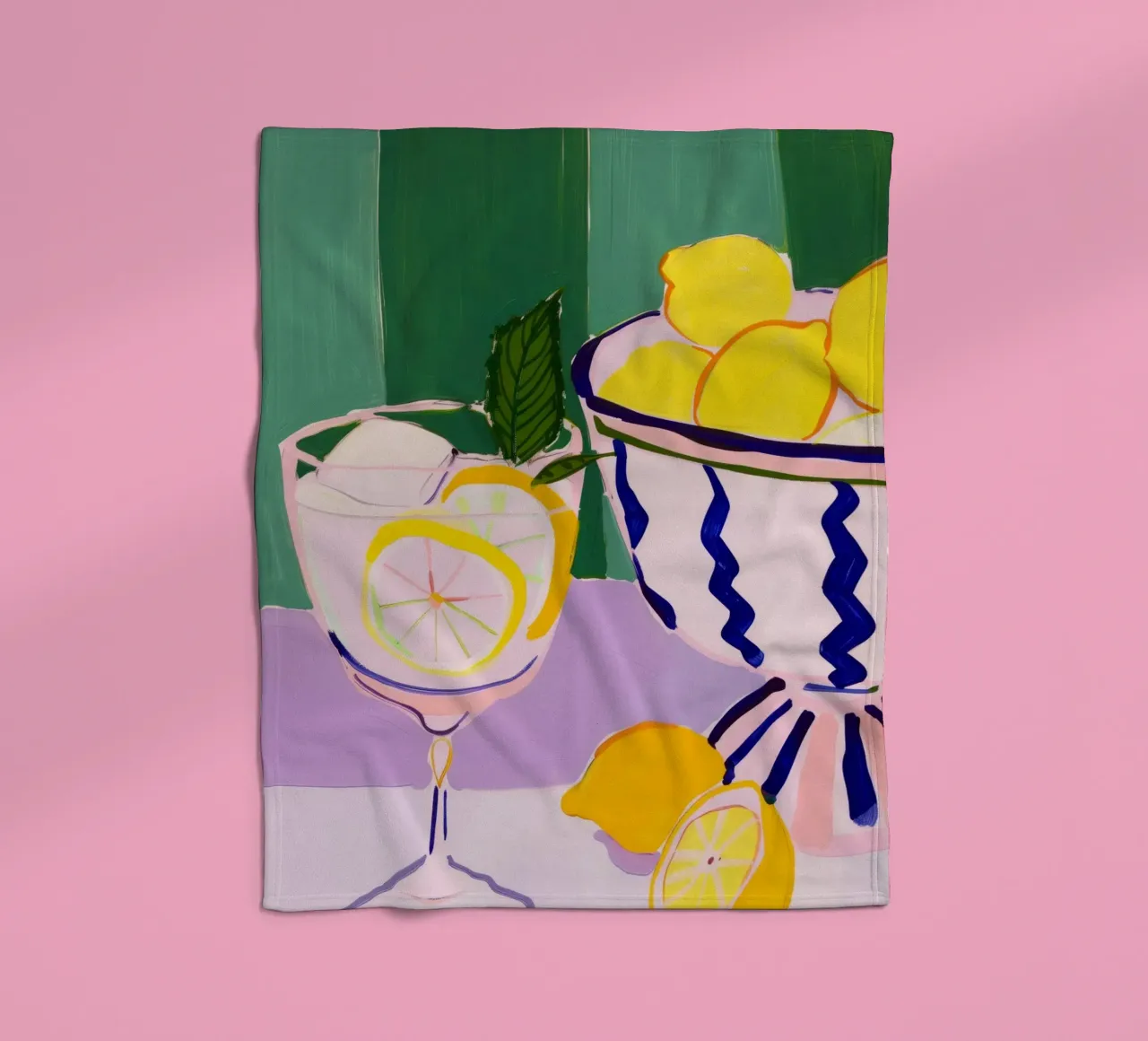 Boho Poster Club 5 Lemons fleece blanket by Boho Print Collection