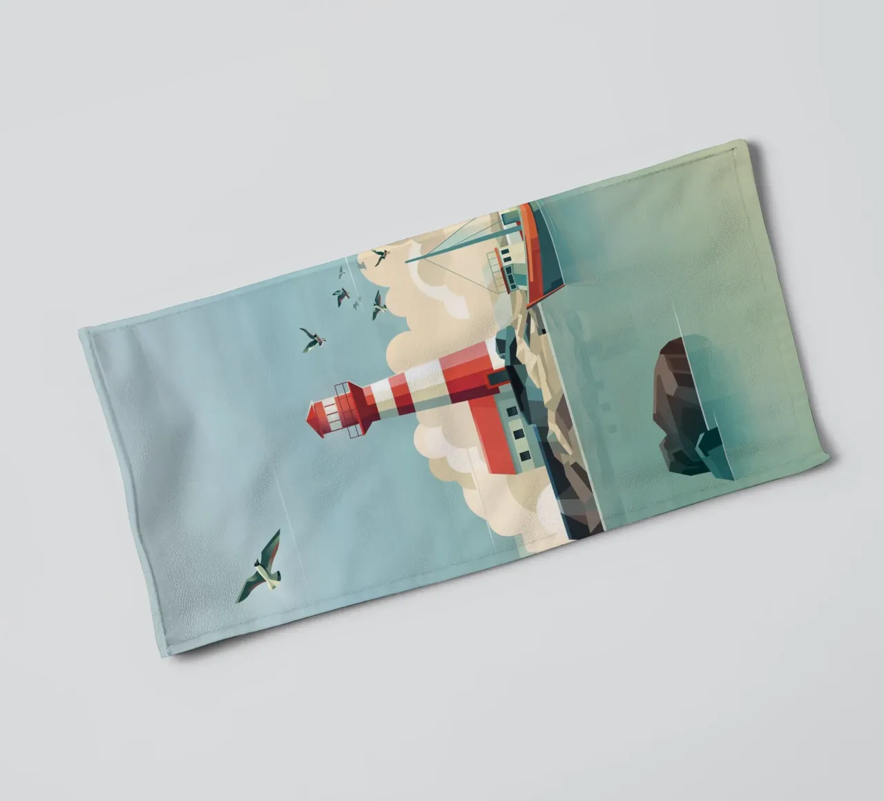 Leuchtturm und Fischerboot Handtuch von ThorBrush