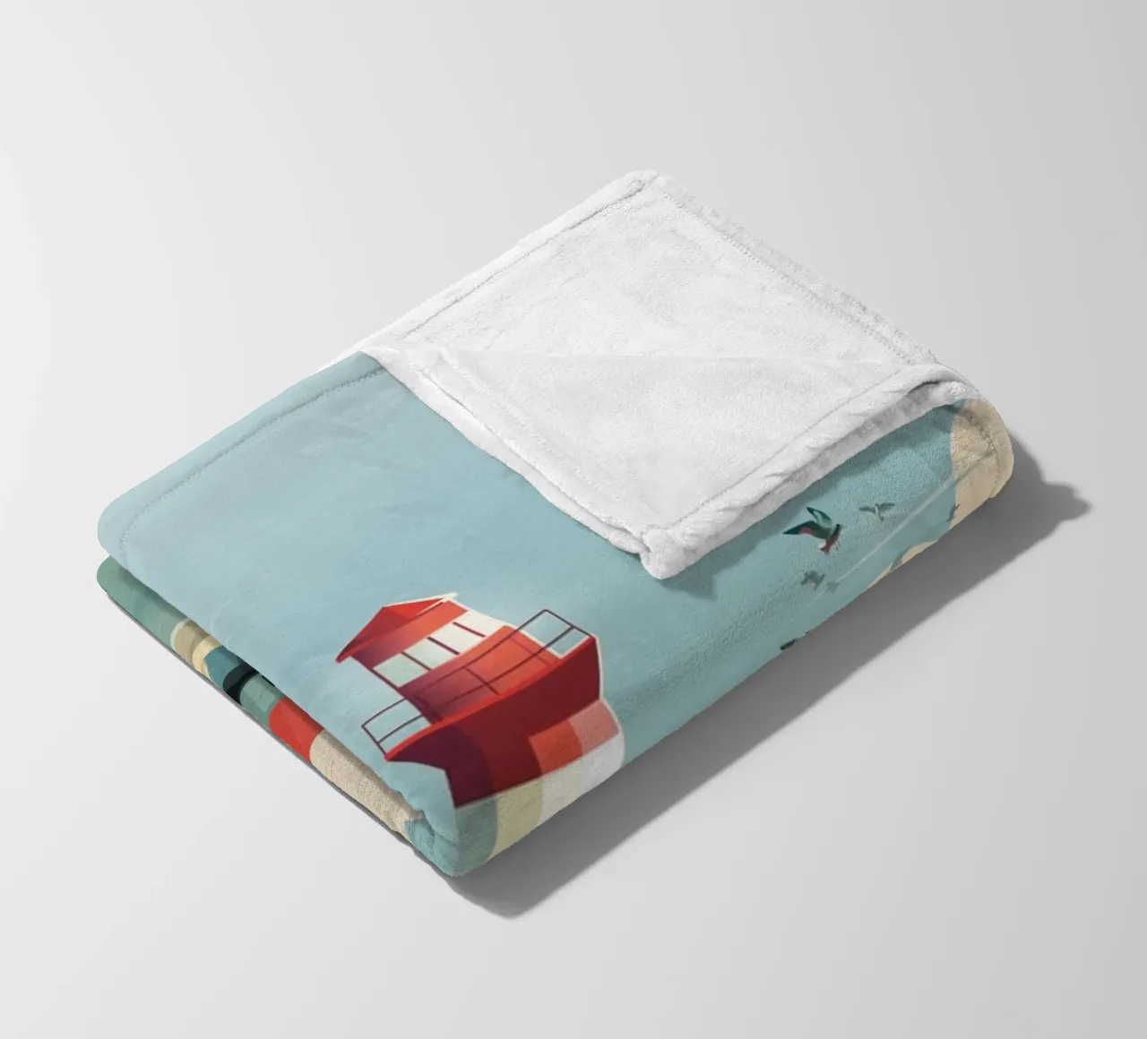 Leuchtturm und Fischerboot Fleecedecke von ThorBrush