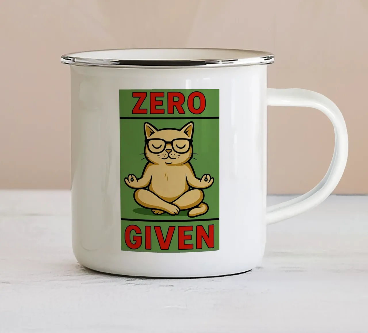 zero dato gatto divertente tazza in smalto da Toolee
