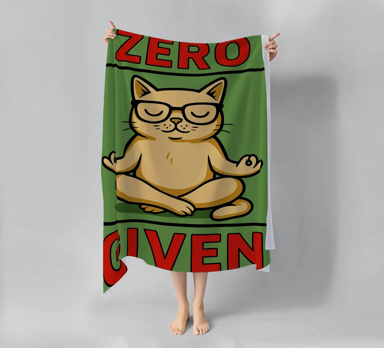zero given funny cat beach towel by Toolee