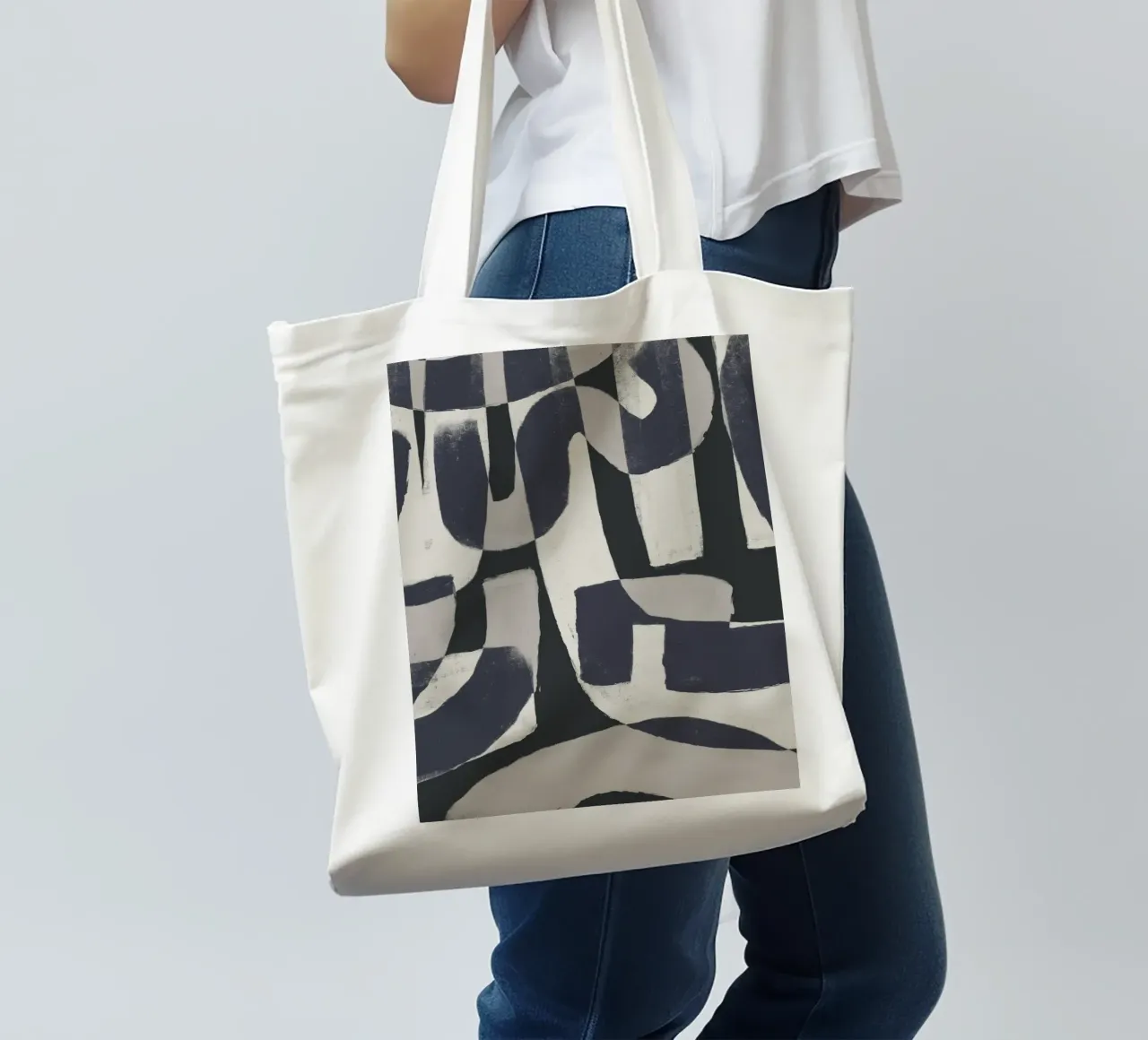 Forme astratte monocromatiche borsa in juta da Life of Pie
