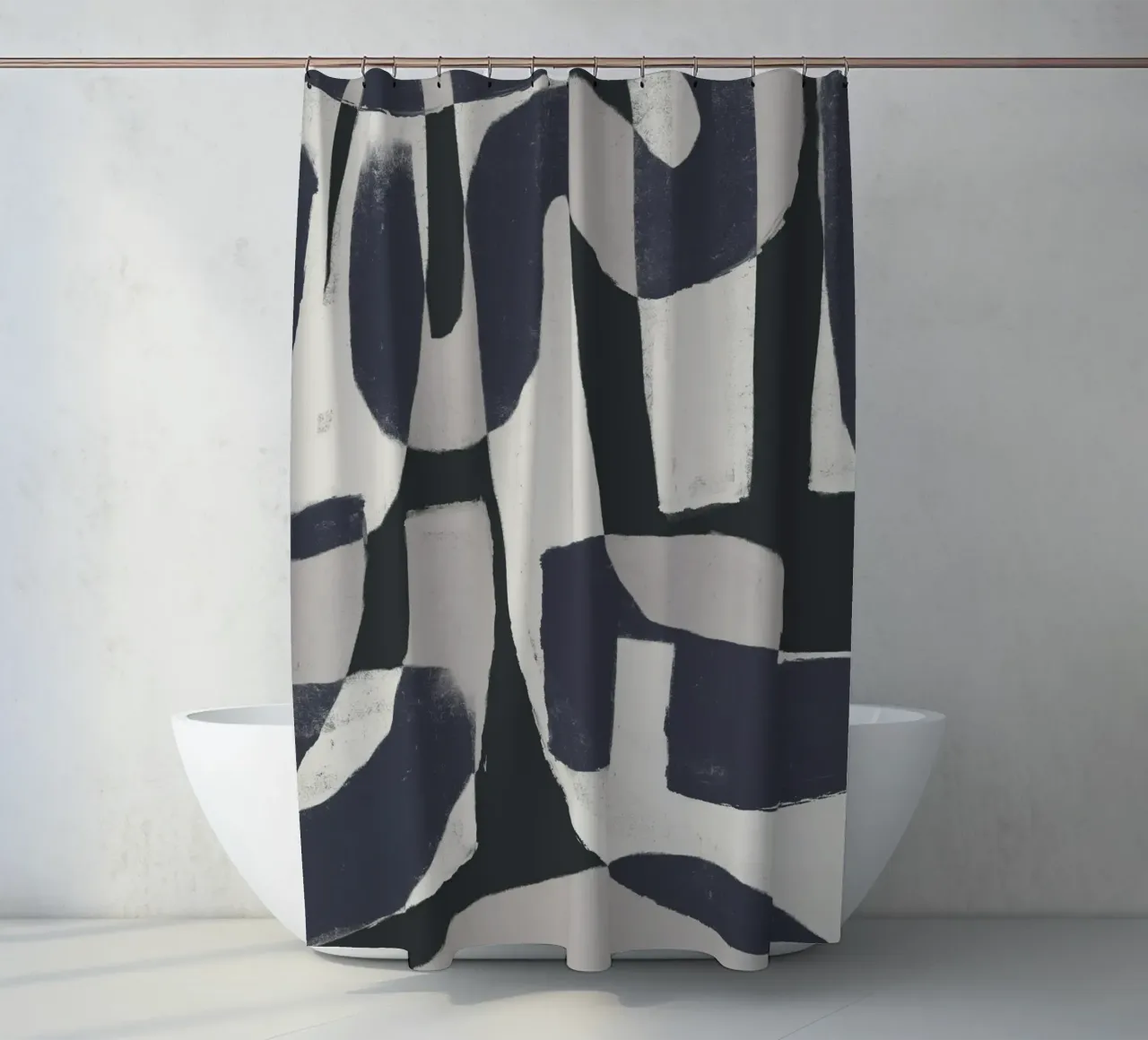 Forme astratte monocromatiche tenda da doccia da Life of Pie