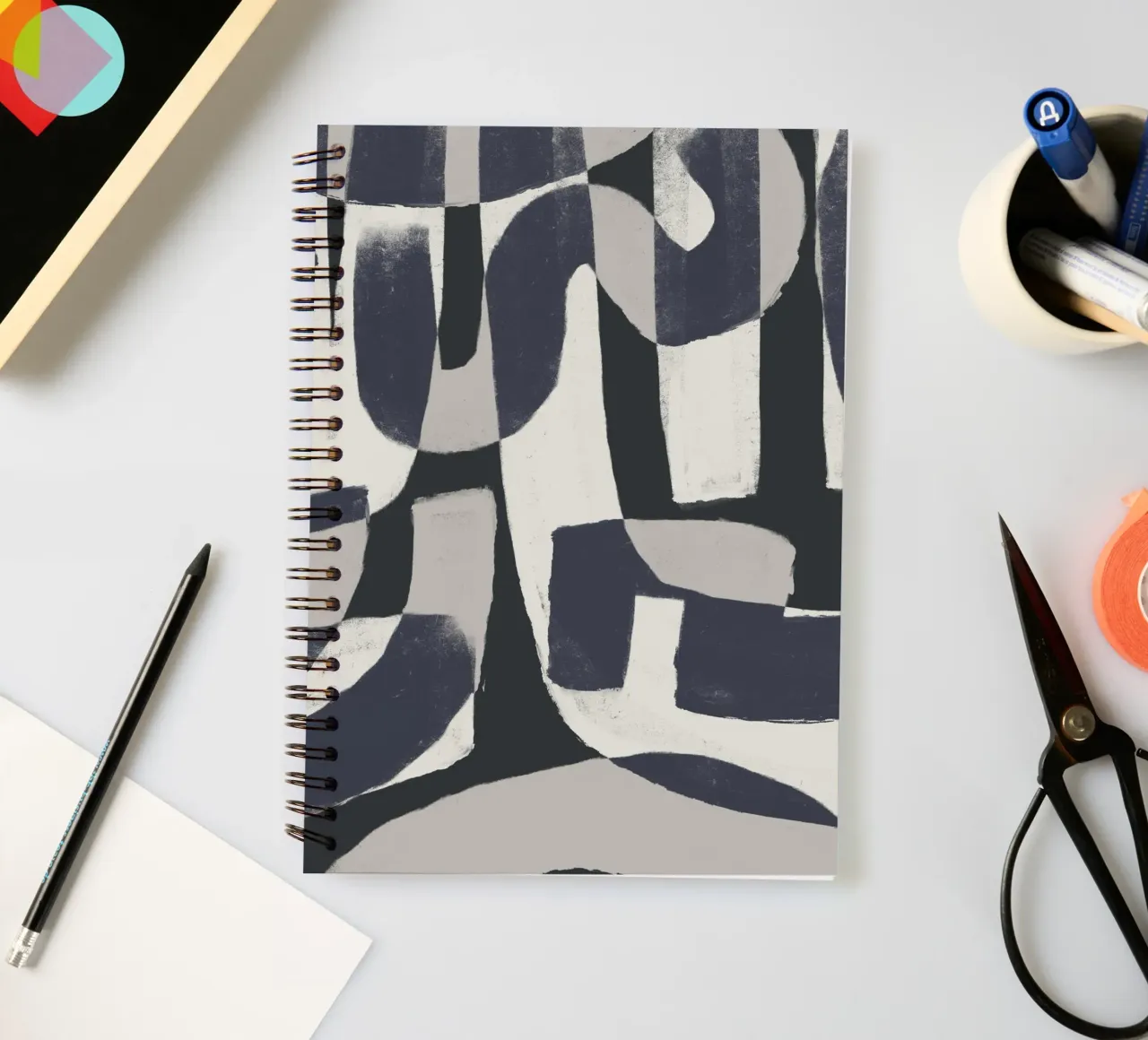 Monochrome Abstract Forms spiral notebook by Life of Pie