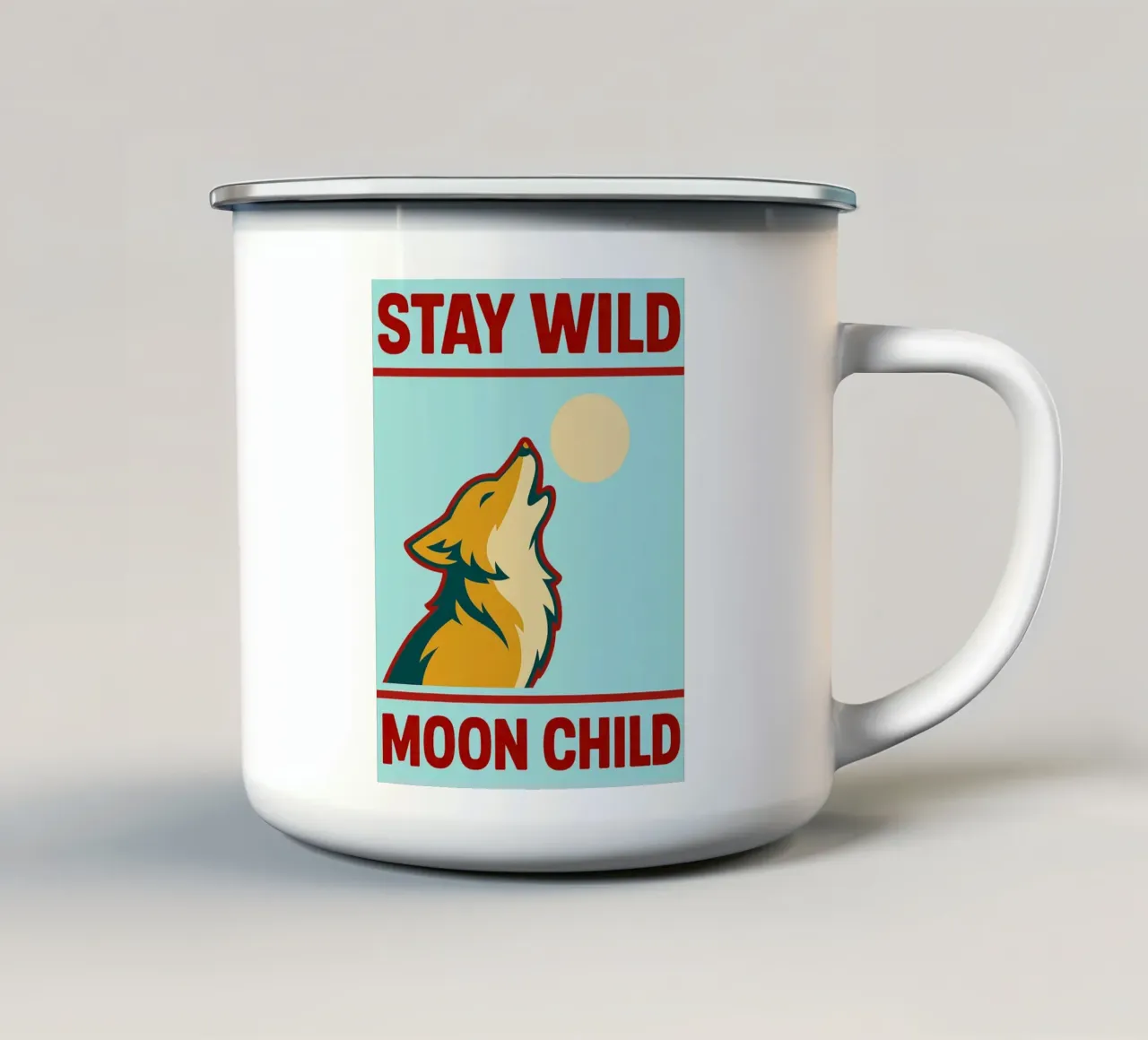 stay wild moon child funny wolf tazza in smalto da Toolee